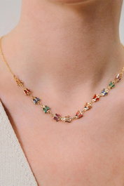 Heliophilia Silver Collar de Latón con Piedra de Circonio Dorado